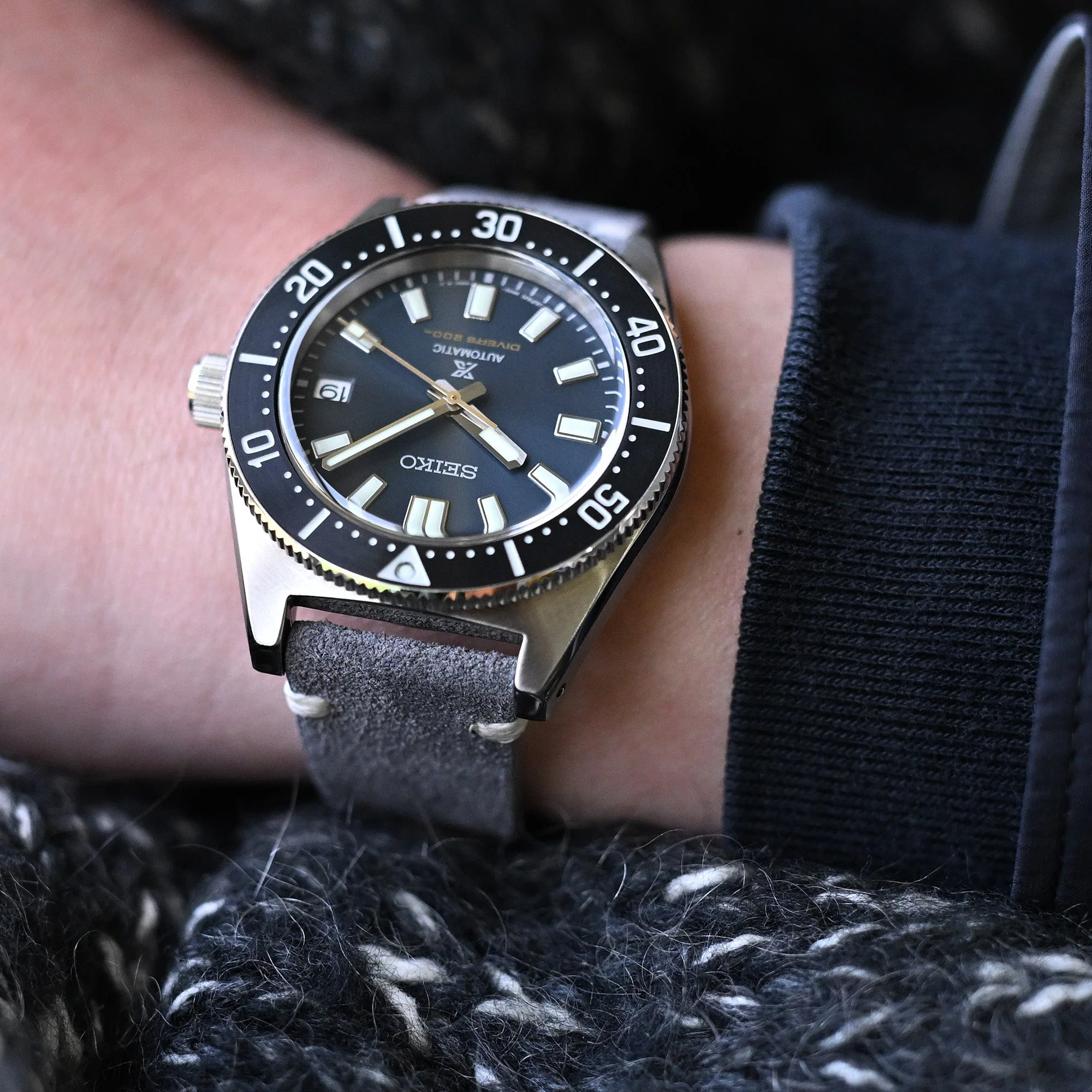 Dark Grey Italian Suede Leather Watch Strap | Twin-Stitch Quick Release | 20mm - Image 5