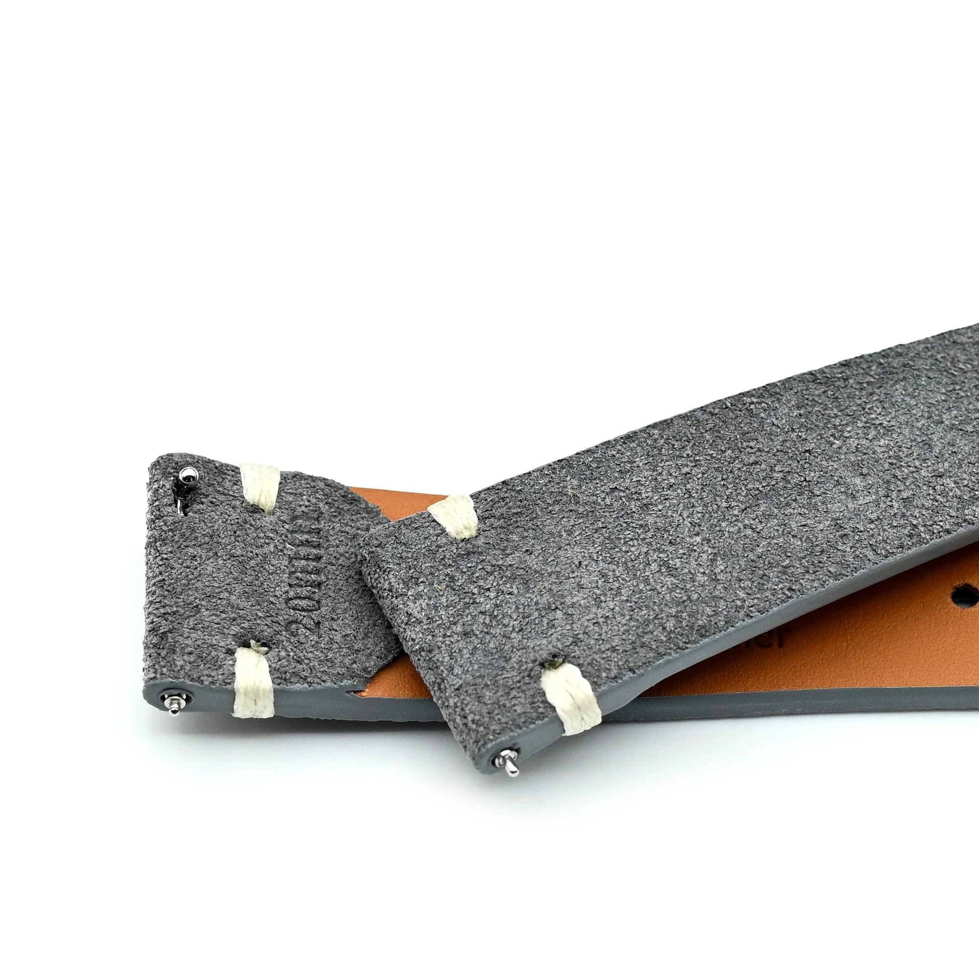 Dark Grey Italian Suede Leather Watch Strap | Twin-Stitch Quick Release | 20mm - Image 7