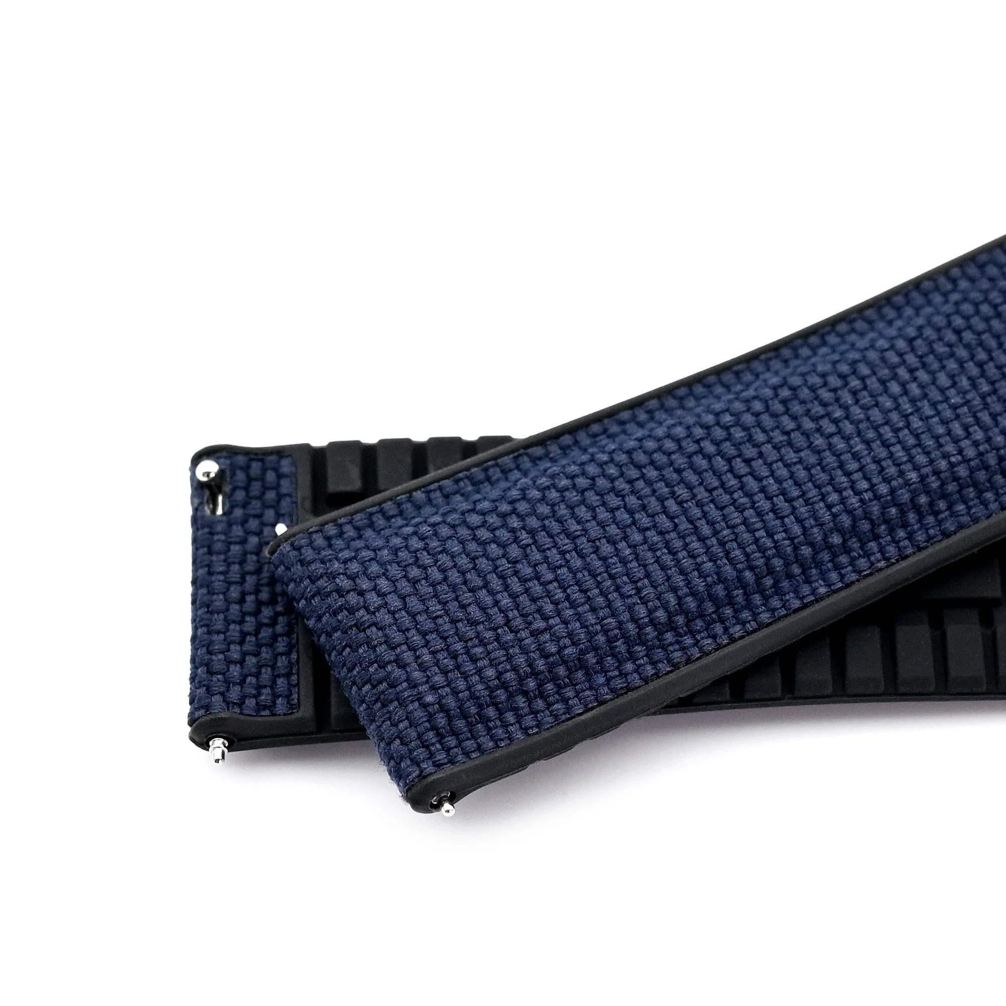 Navy Blue FKM35 Sailcloth FKM Quick Release Rubber Watch Band, 19mm to 22mm - Image 5