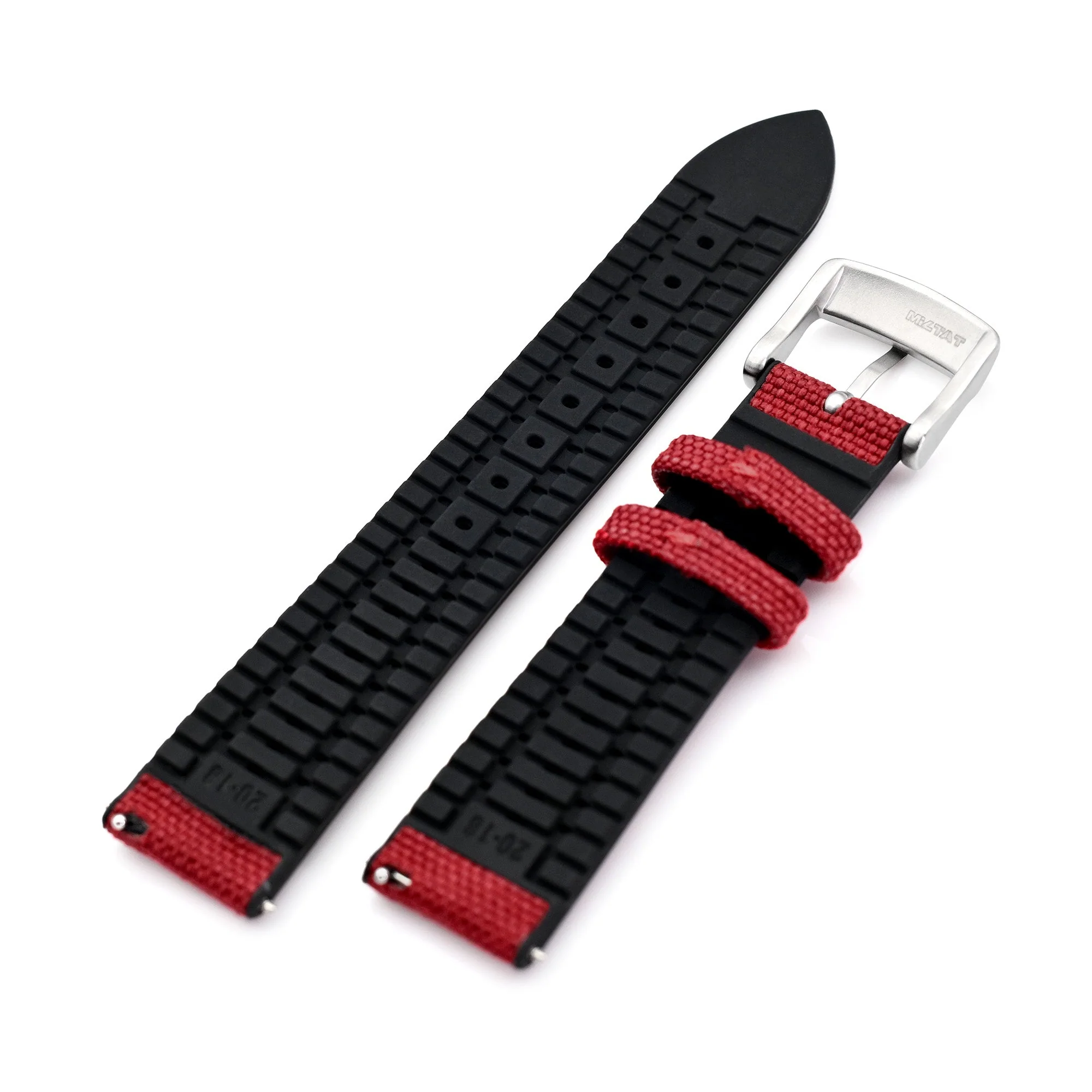 Red FKM35 Sailcloth FKM Quick Release Rubber Watch Band, 20mm - Image 4