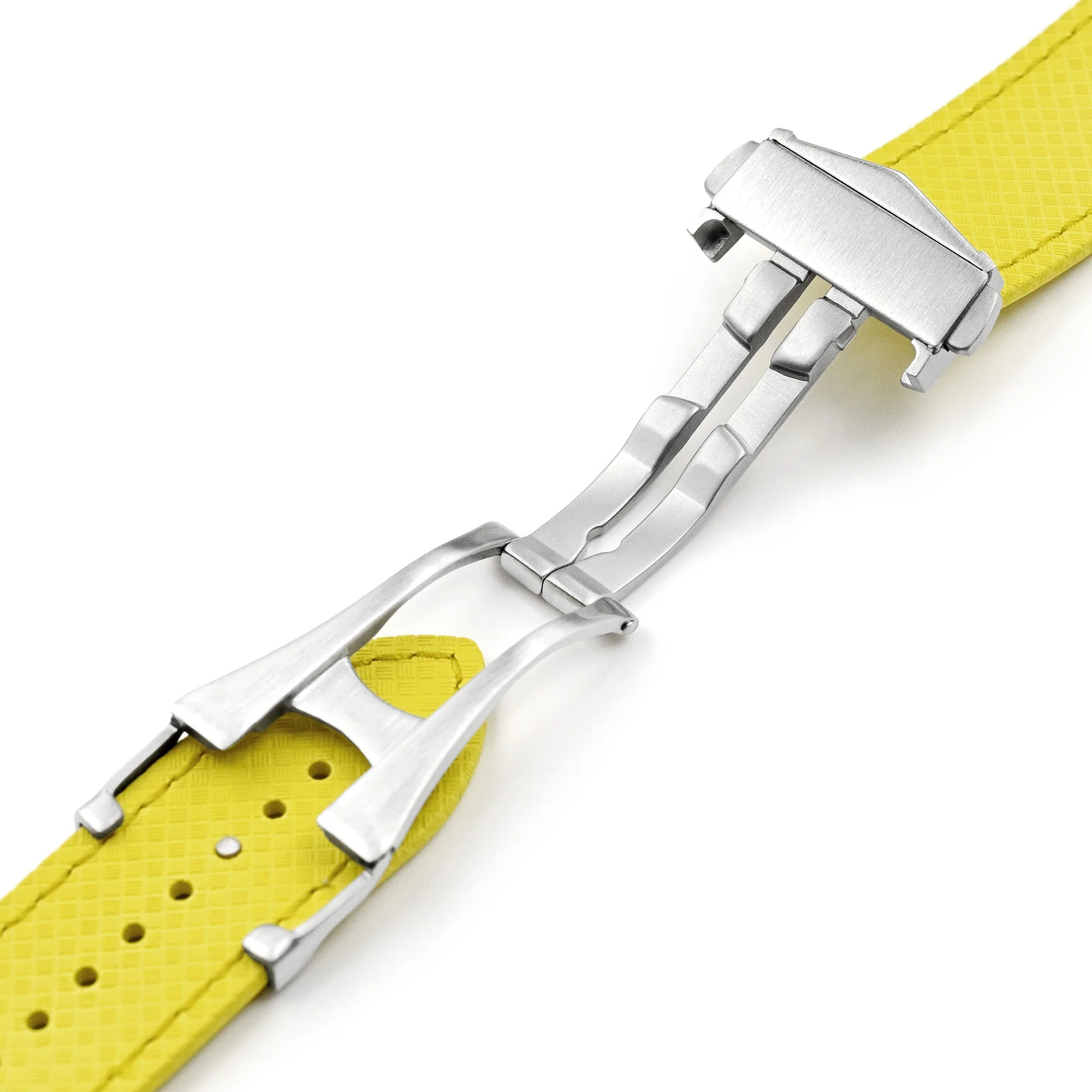 Yellow FKM37 Rubber Q.R. Deployant Watch Band, 20mm or 22mm - Image 5