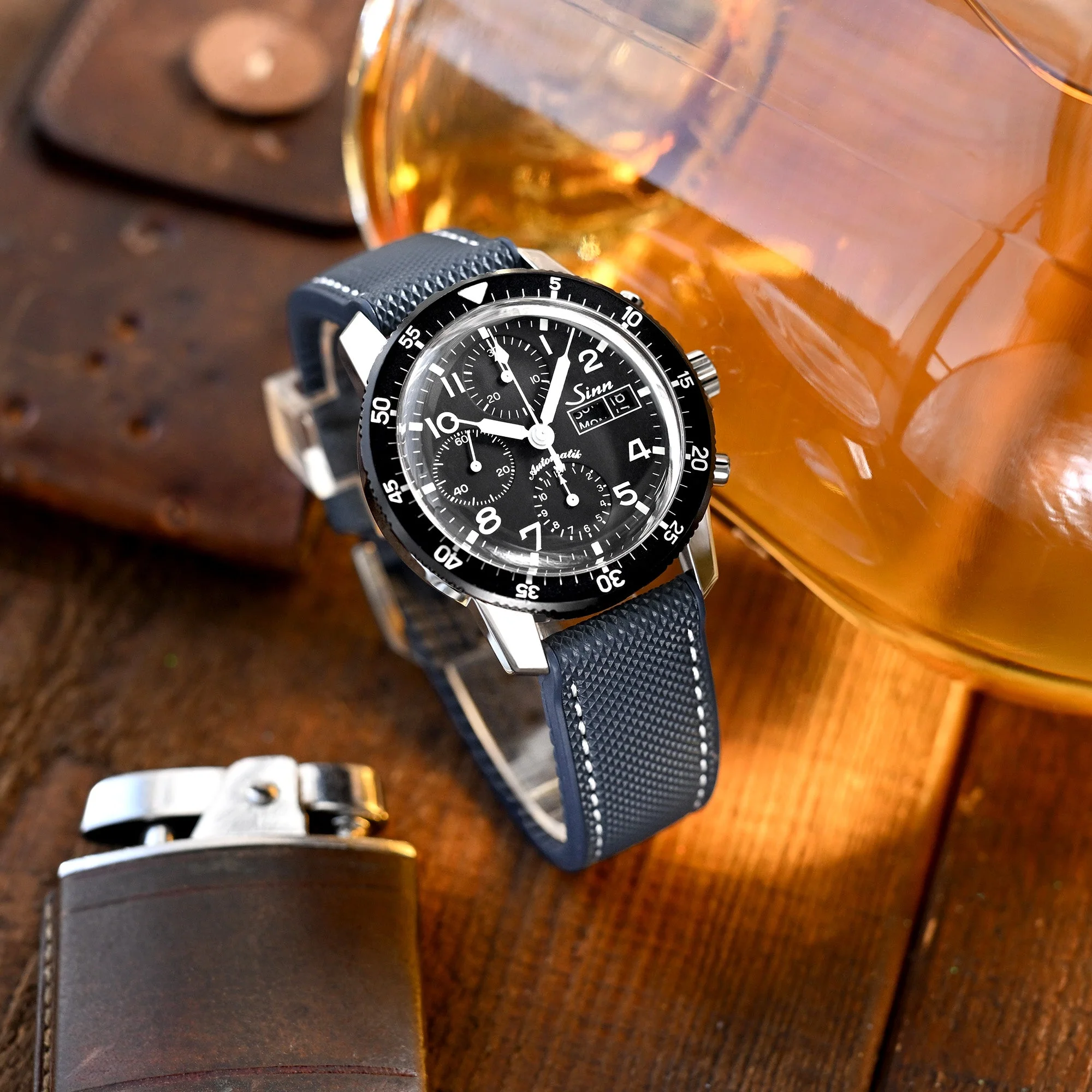 FKM38 Navy Blue FKM Quick Release Rubber Watch Band, Brushed, 20mm or 22mm - Image 3