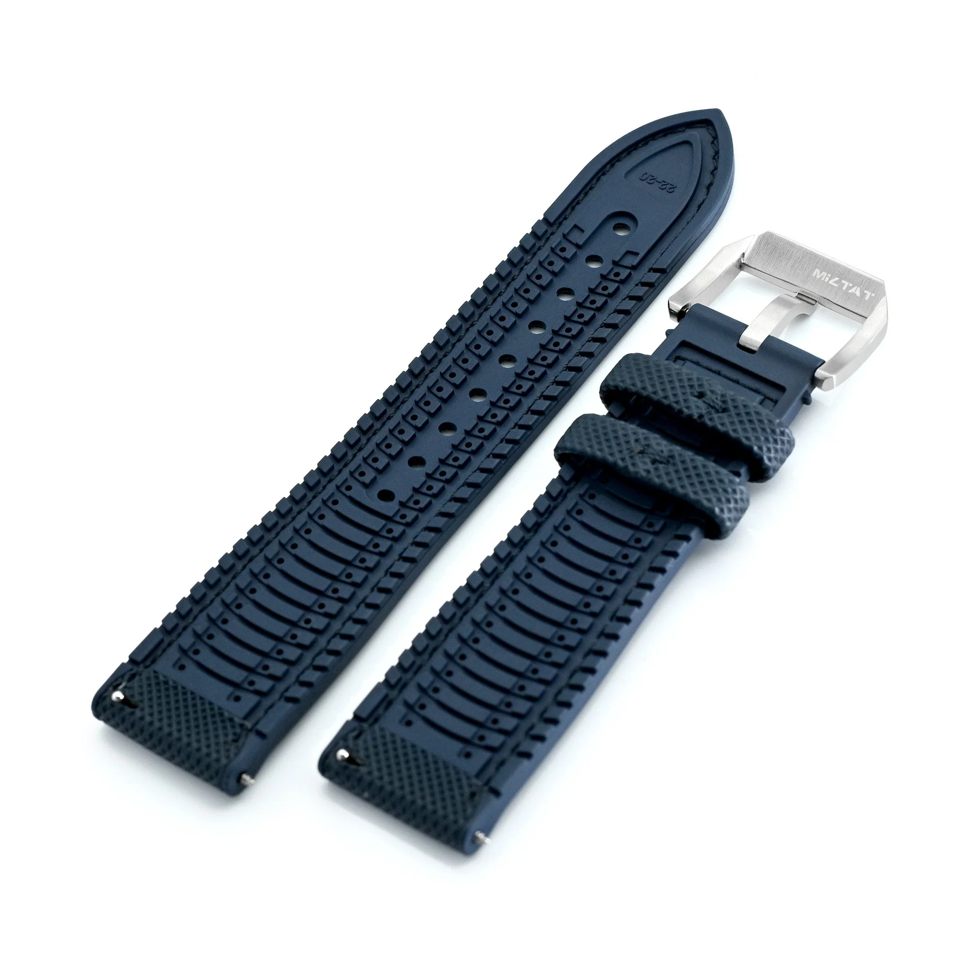 FKM38 Navy Blue FKM Quick Release Rubber Watch Band, Brushed, 20mm or 22mm - Image 4