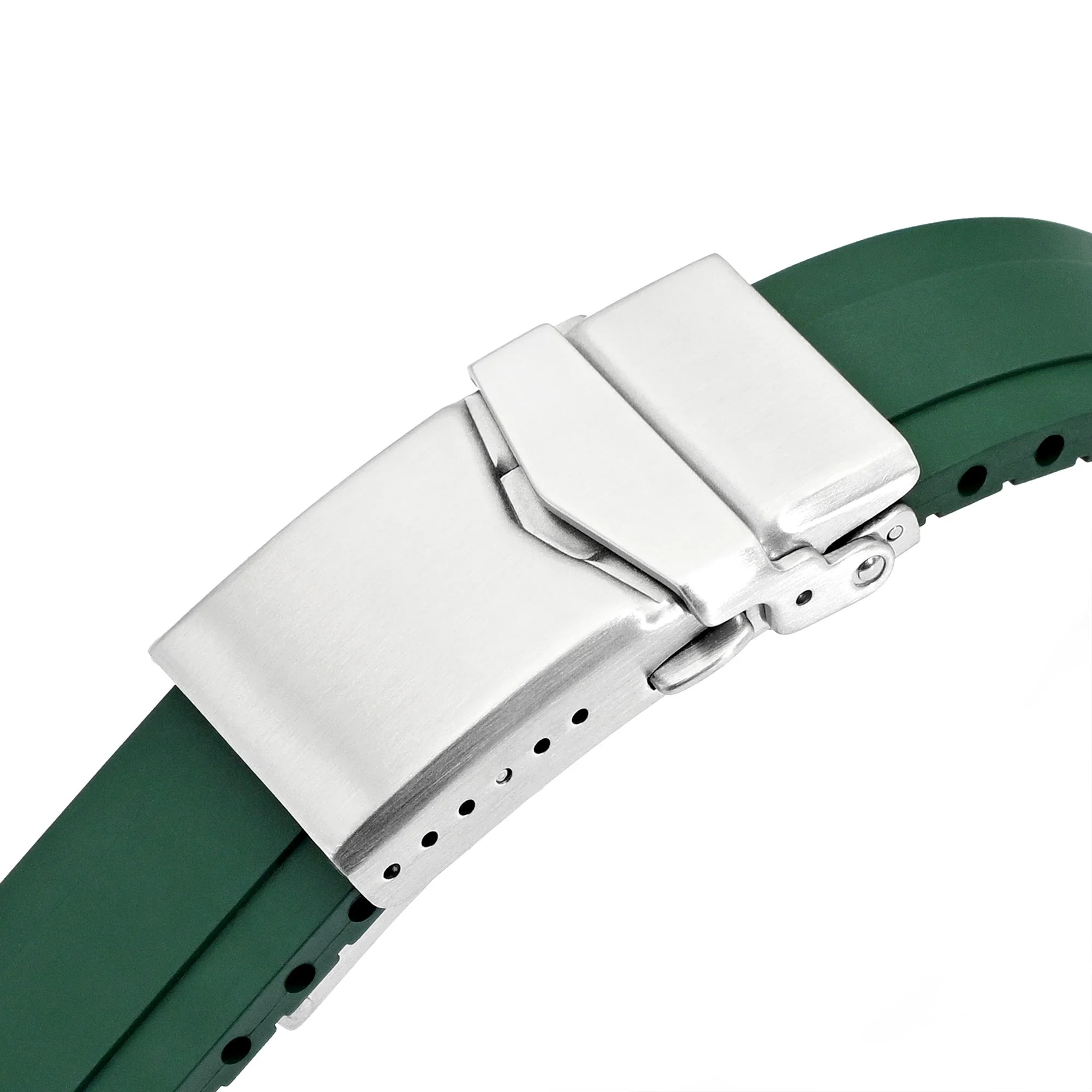 20mm Crafter Blue - MX03-117 Green FKM Rubber Strap With End Links compatible with Seiko Alpinist SARB017 - Image 3