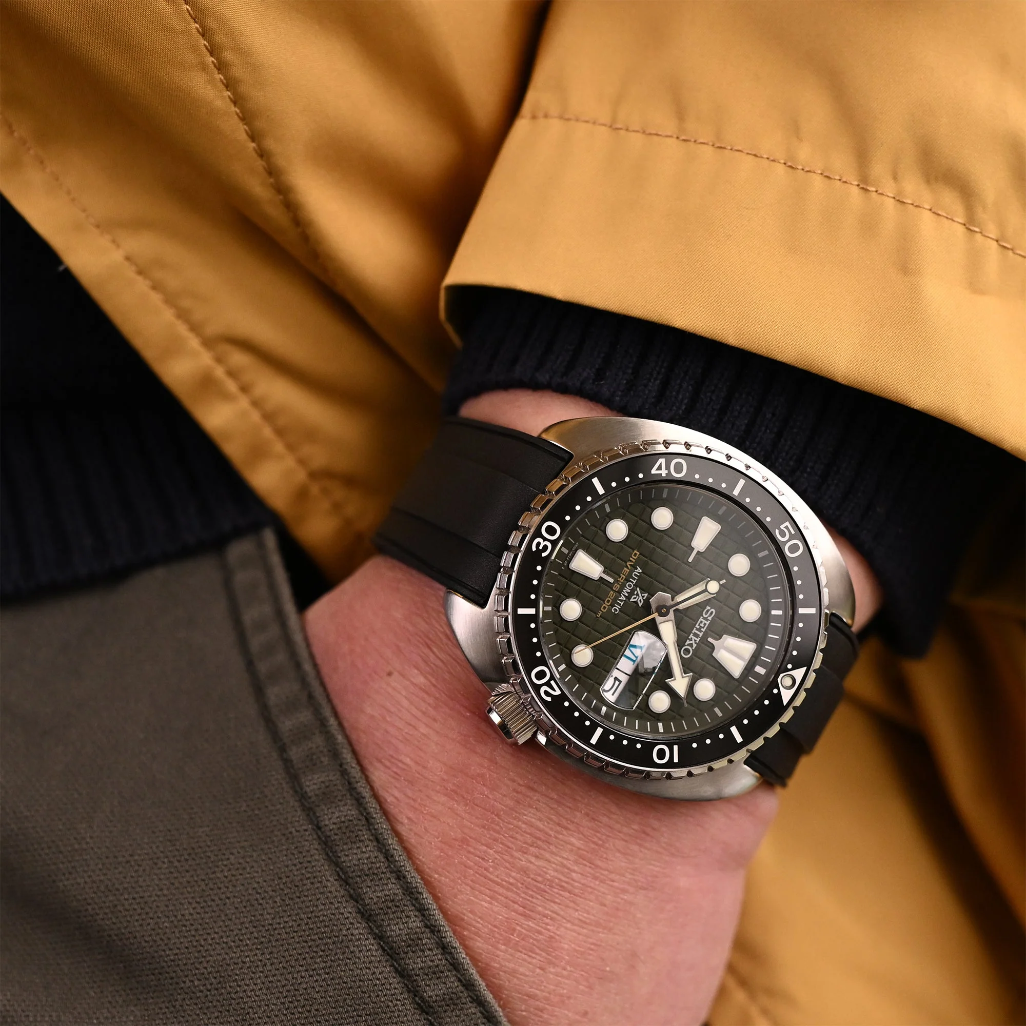 StrapXPro - STX1A Rubber Strap for Seiko Prospex New Turtles SRP777 and King Turtles SRPF77, Black - Image 3