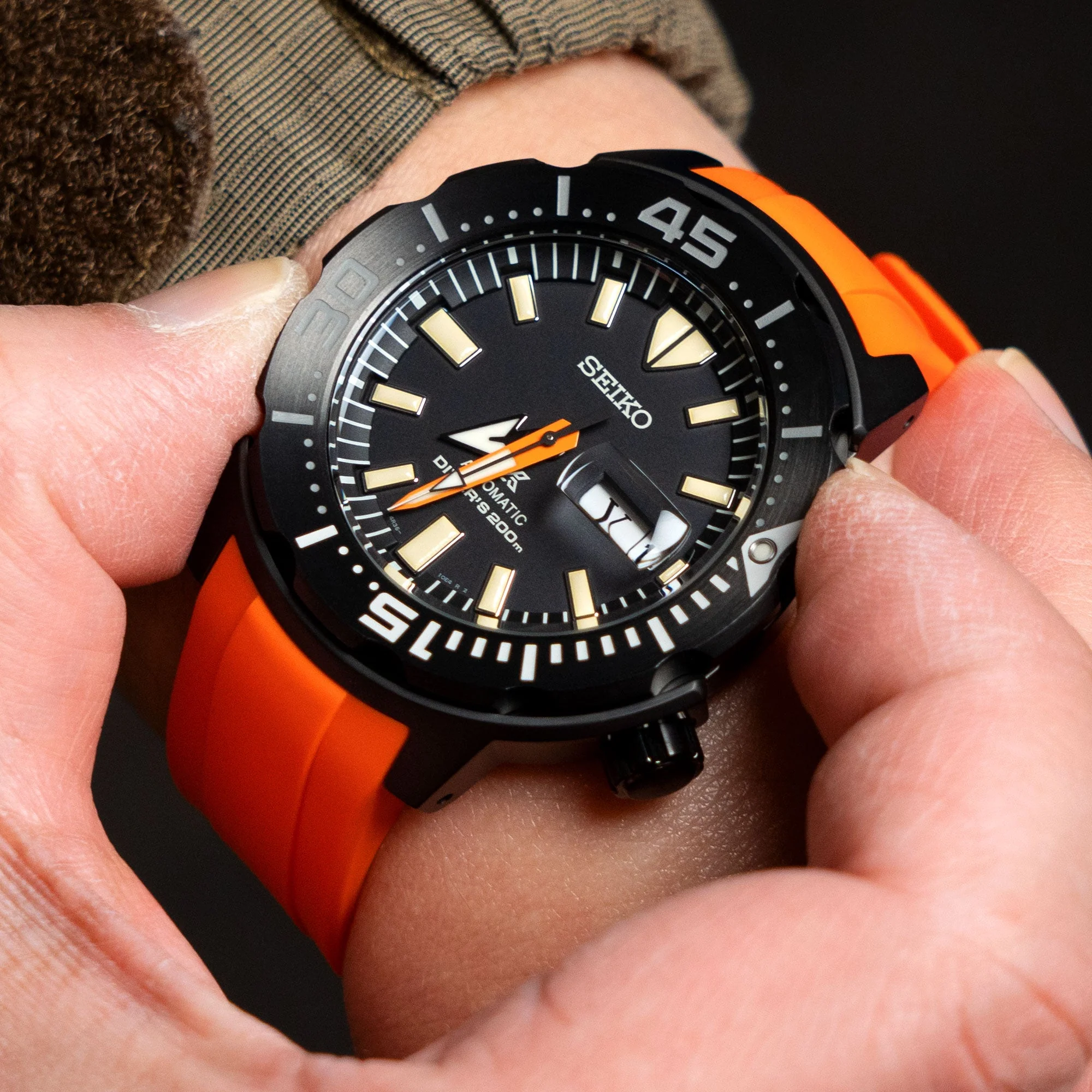 StrapXPro Lite - MX1A Rubber Strap for New Seiko Monster 4th Gen., Orange - Image 3